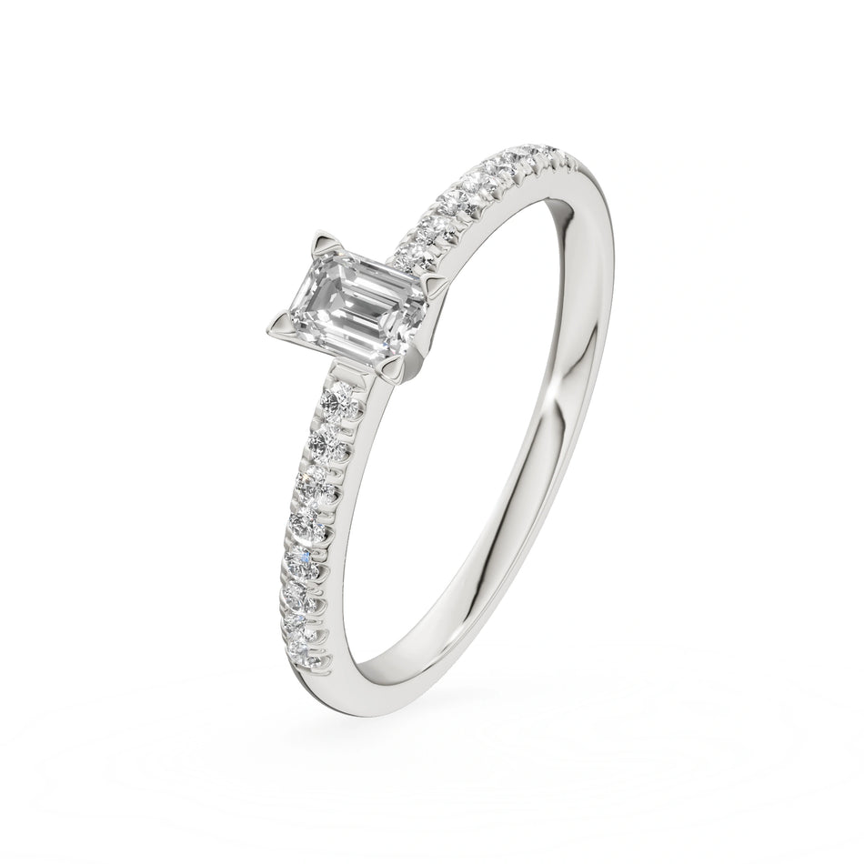 Gremari Seven Solis Verlobungsring aus Weißgold mit 0,24 ct Labordiamant – Emerald