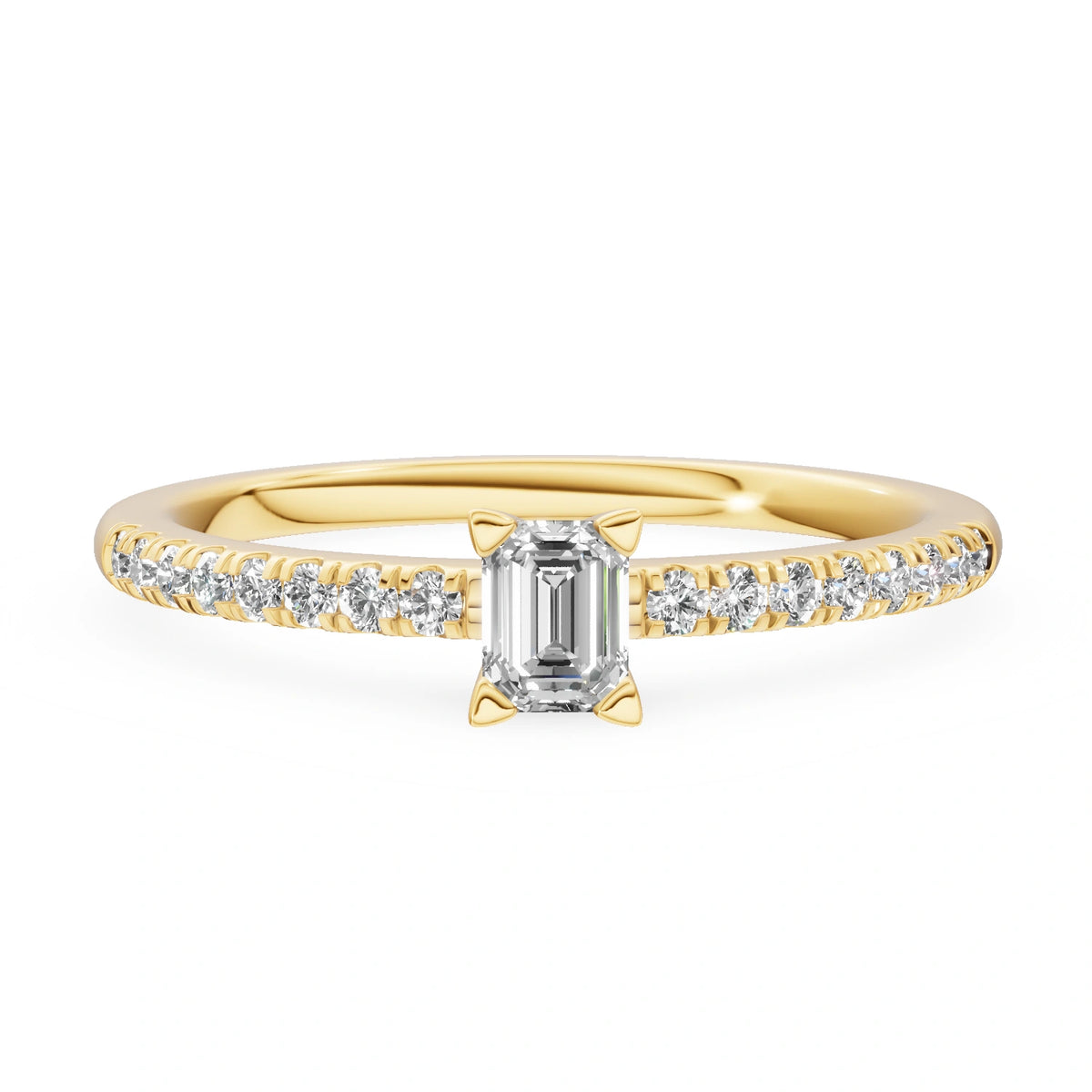 Gremari Seven Solis Verlobungsring aus Gelbgold mit 0,15 ct Labordiamant – Emerald
