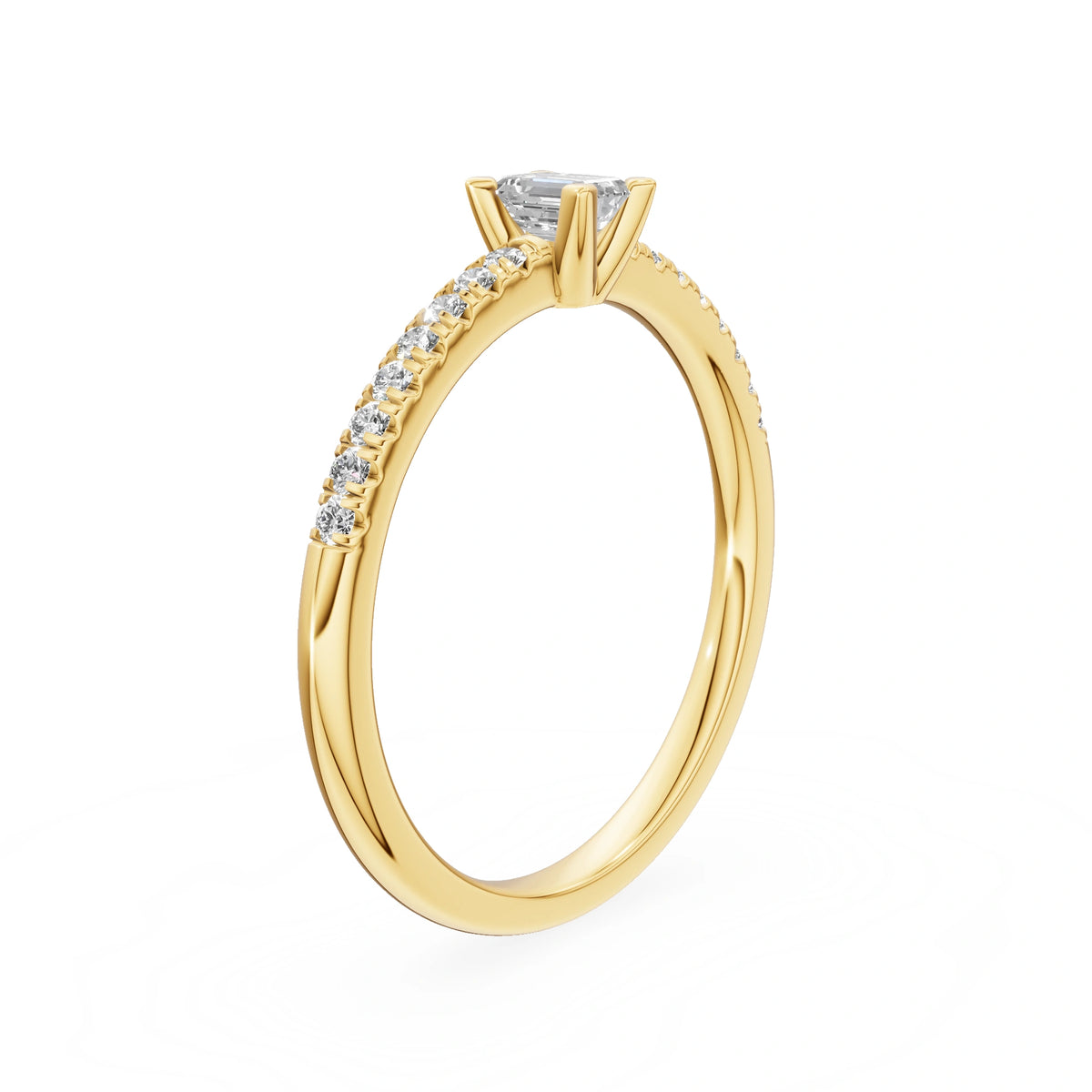 Gremari Seven Solis Verlobungsring aus Gelbgold mit 0,15 ct Labordiamant – Emerald