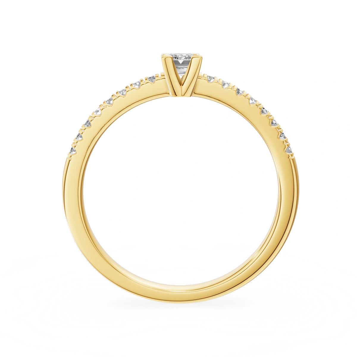Gremari Seven Solis Verlobungsring aus Gelbgold mit 0,15 ct Labordiamant – Emerald