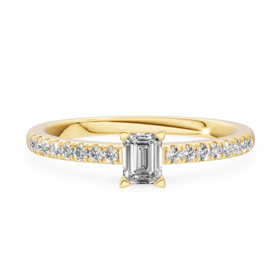 Gremari Seven Solis Verlobungsring aus Gelbgold mit 0,24 ct Labordiamant – Emerald