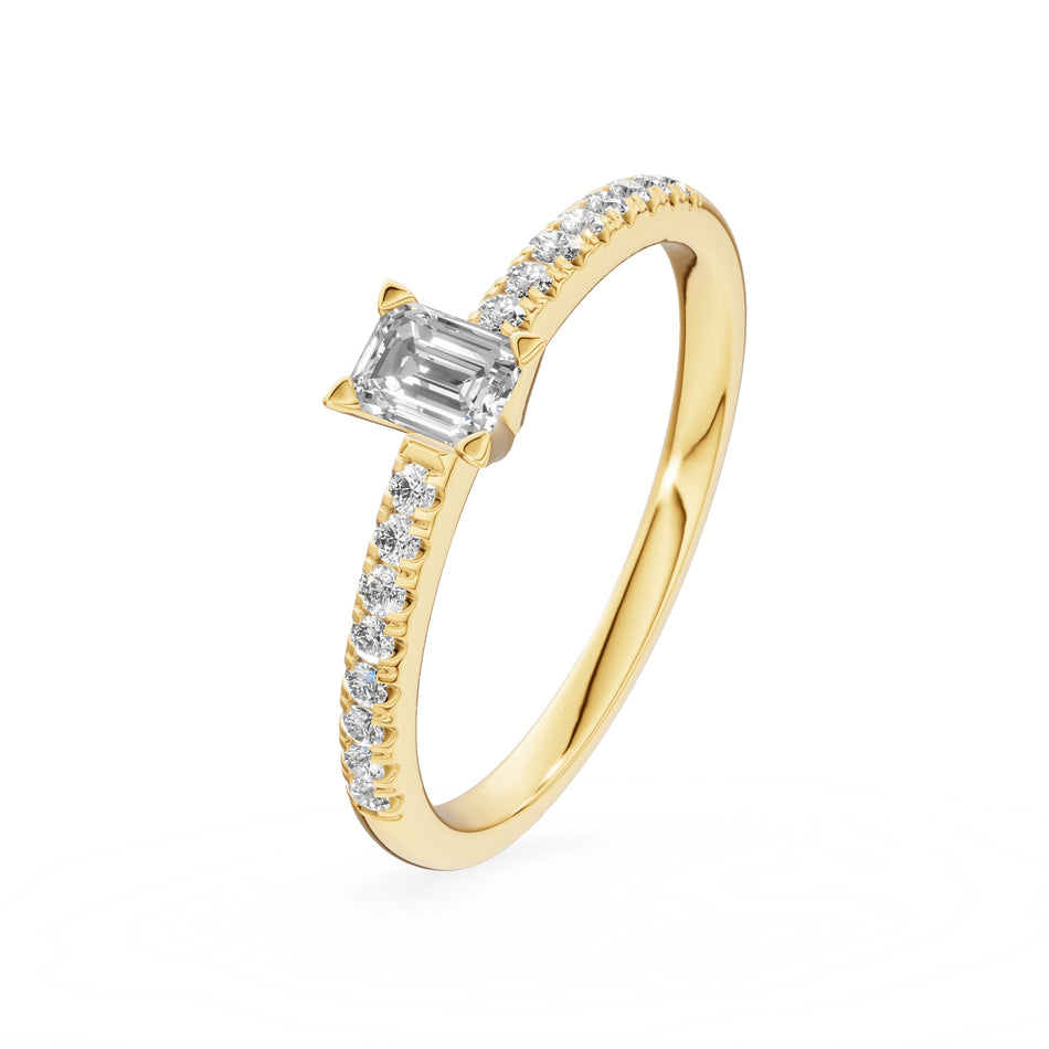 Gremari Seven Solis Verlobungsring aus Gelbgold mit 0,24 ct Labordiamant – Emerald