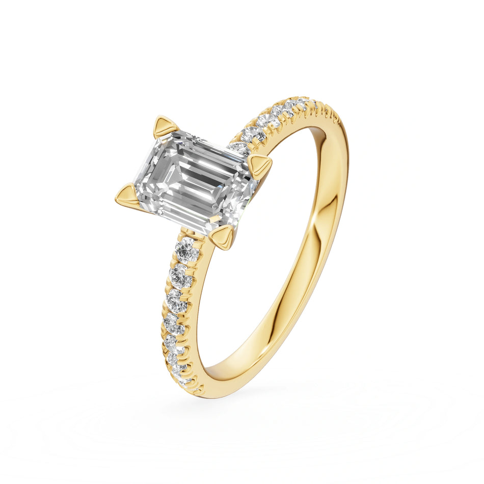 Gremari Seven Solis Verlobungsring aus Gelbgold mit 1,00 ct Labordiamant – Emerald