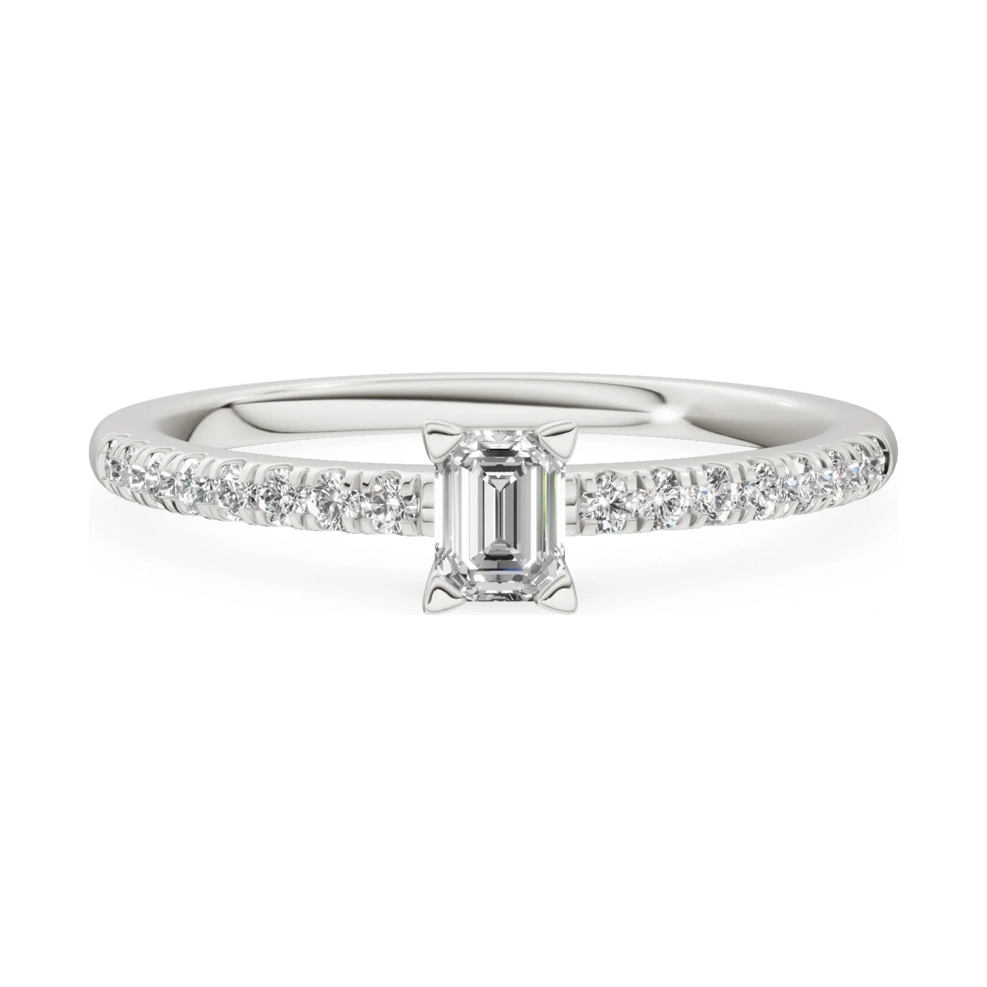 GREMARI Seven Solis 14K white gold engagement ring with 0.15 ct emerald-cut natural diamond