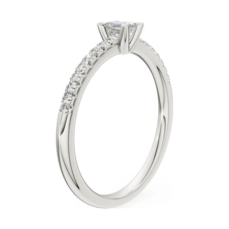 14K white gold GREMARI Seven Solis ring with 0.15 ct emerald-cut natural diamond