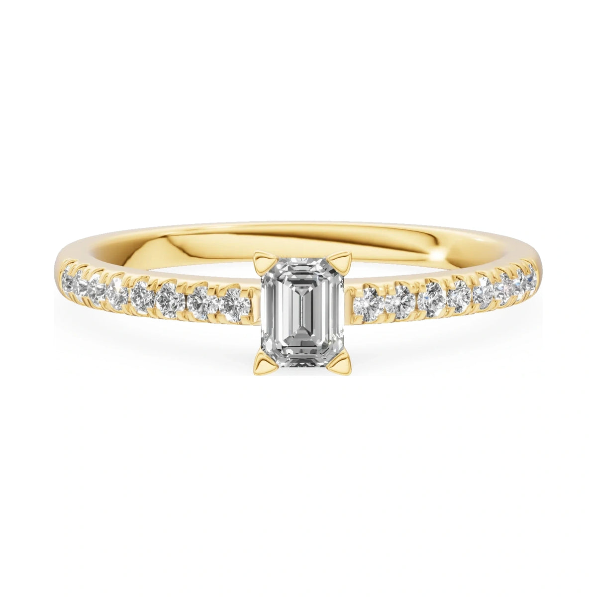 GREMARI Seven Solis 14K yellow gold engagement ring with 0.24 ct emerald-cut natural diamond
