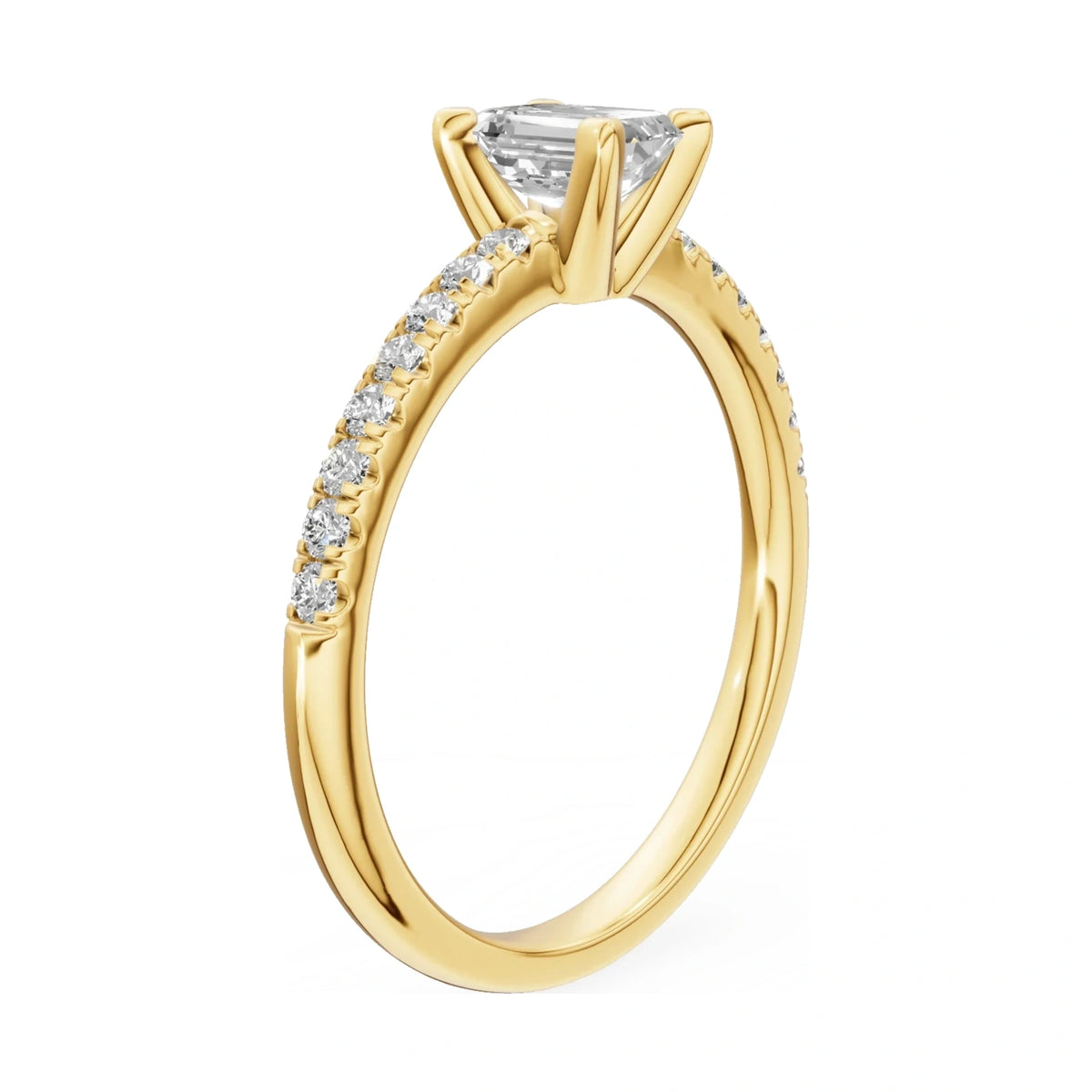 14K yellow gold GREMARI Seven Solis ring with 0.50 ct emerald-cut natural diamond