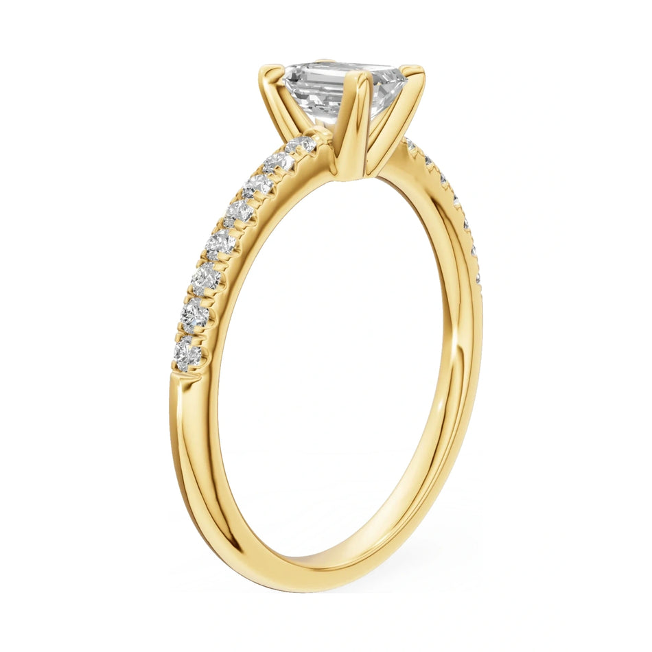 14K yellow gold GREMARI Seven Solis ring with 0.50 ct emerald-cut natural diamond