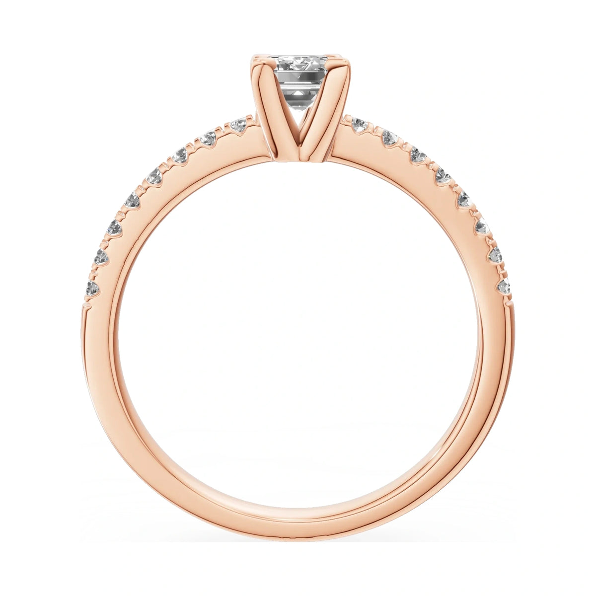 GREMARI Seven Solis emerald-cut natural diamond engagement ring in 14K rose gold, 0.50 ct