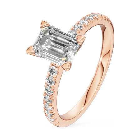 1.00 ct emerald-cut natural diamond GREMARI Seven Solis engagement ring in 14K rose gold