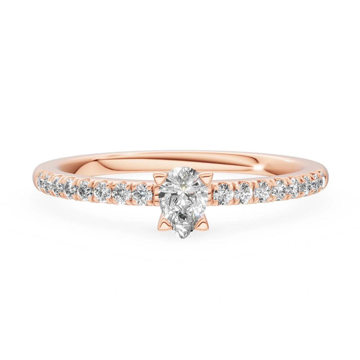 Gremari Seven Solis Verlobungsring aus Roségold mit 0,15 ct Labordiamant – Pear