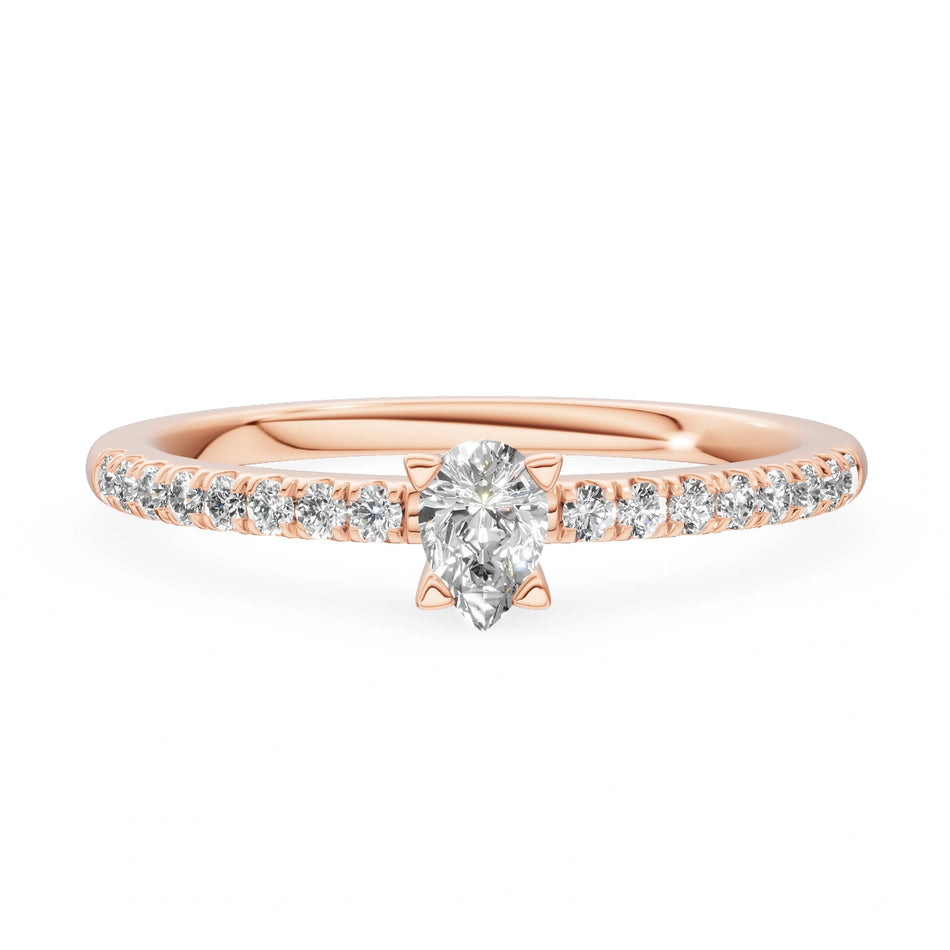Gremari Seven Solis Verlobungsring aus Roségold mit 0,15 ct Labordiamant – Pear