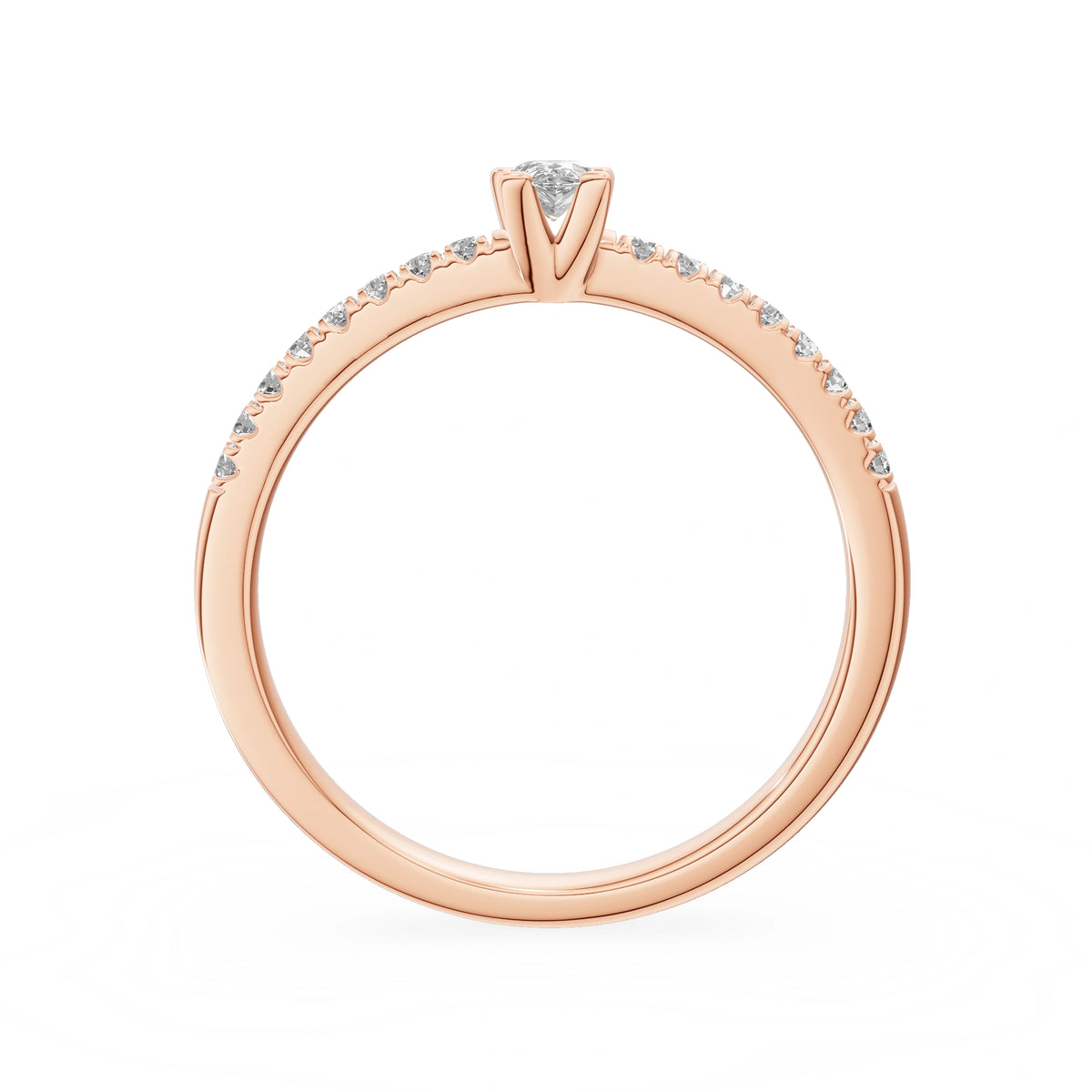 Gremari Seven Solis Verlobungsring aus Roségold mit 0,15 ct Labordiamant – Pear