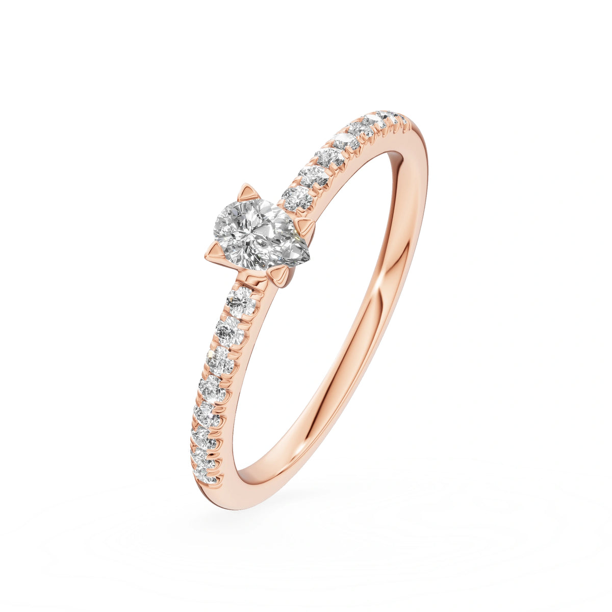 Gremari Seven Solis Verlobungsring aus Roségold mit 0,15 ct Labordiamant – Pear