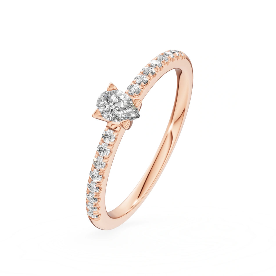 Gremari Seven Solis Verlobungsring aus Roségold mit 0,15 ct Labordiamant – Pear