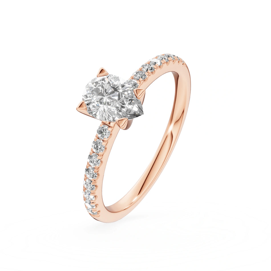 Gremari Seven Solis Verlobungsring aus Roségold mit 0,50 ct Labordiamant – Pear