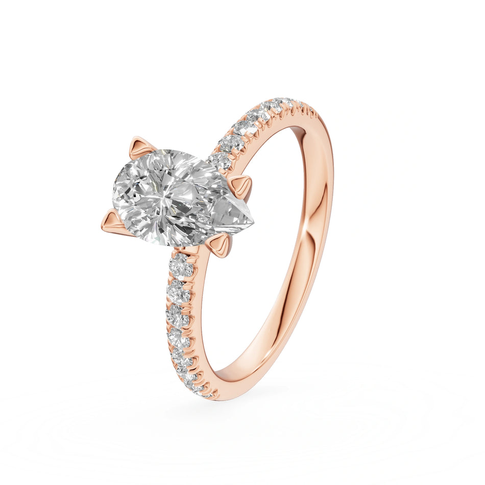 Gremari Seven Solis Verlobungsring aus Roségold mit 1,00 ct Labordiamant – Pear