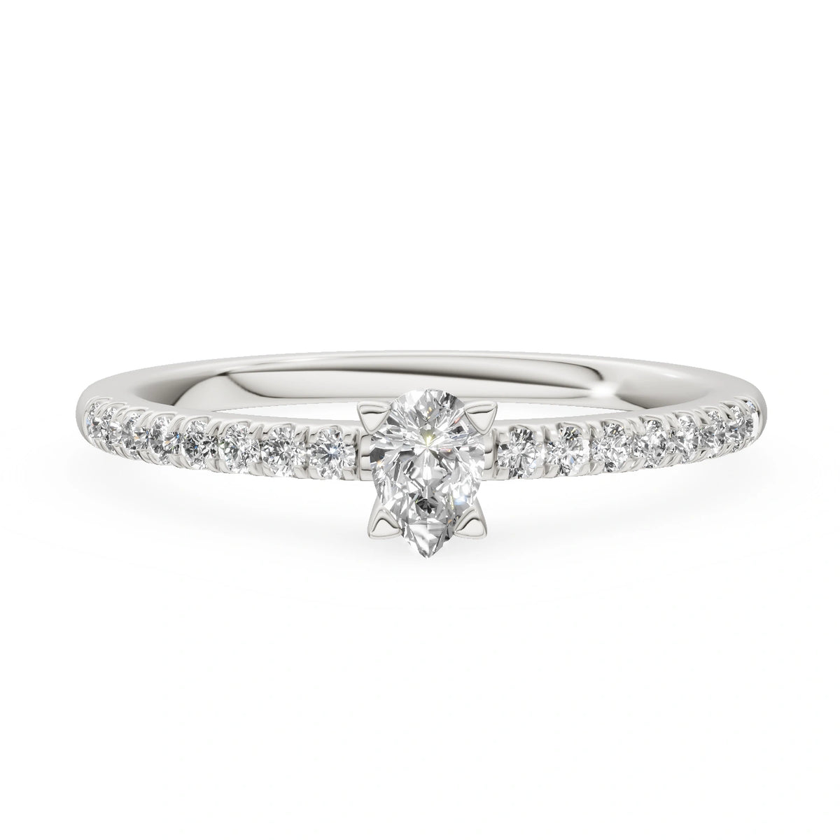Gremari Seven Solis Verlobungsring aus Weißgold mit 0,15 ct Labordiamant – Pear