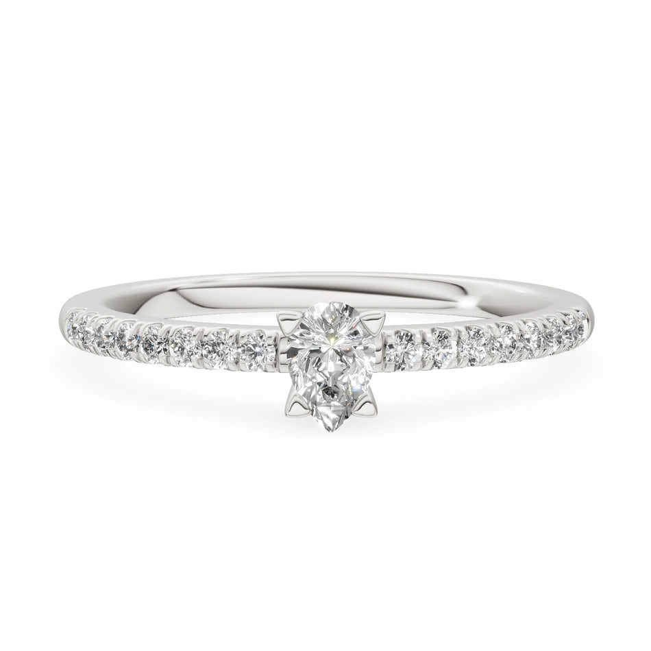 Gremari Seven Solis Verlobungsring aus Weißgold mit 0,15 ct Labordiamant – Pear