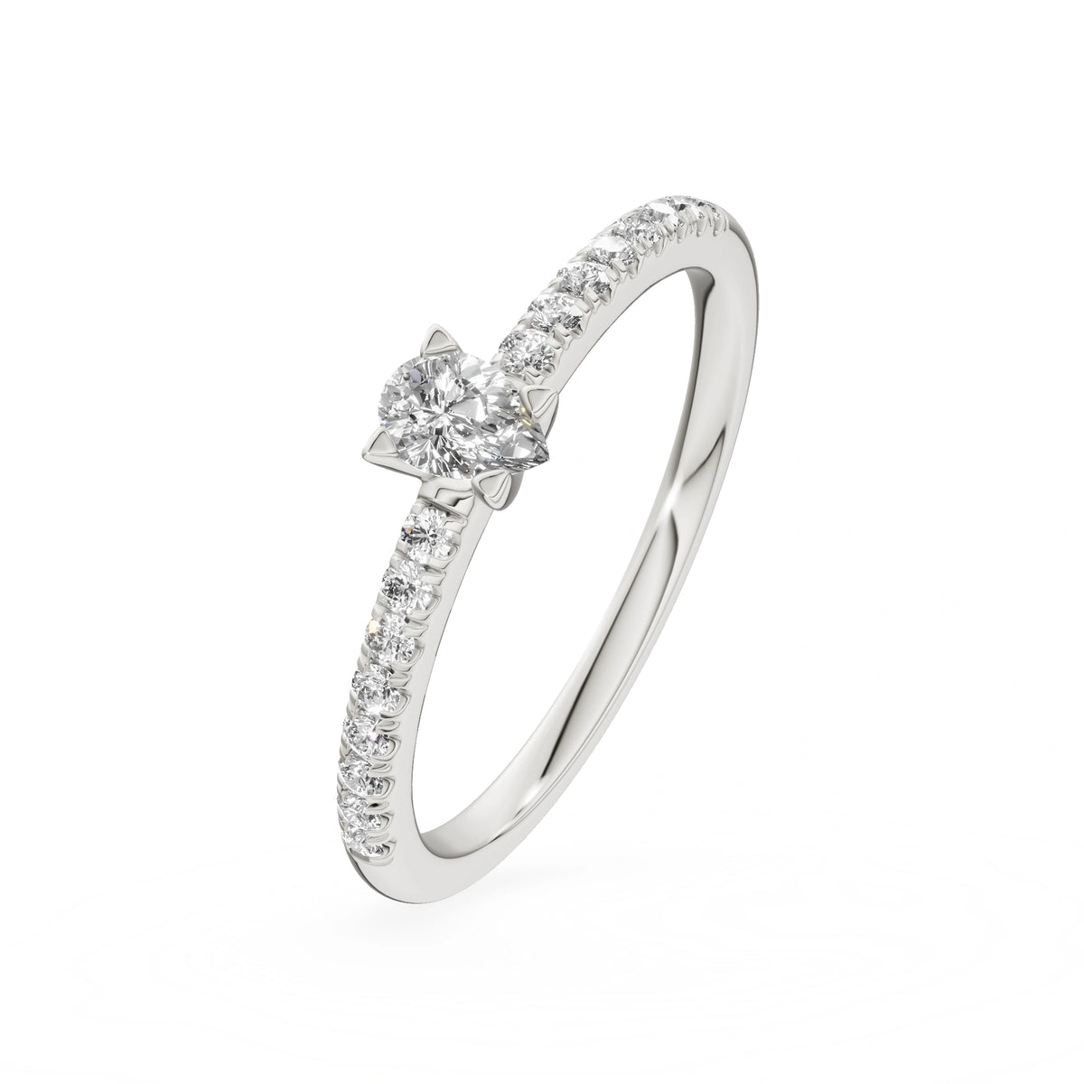 Gremari Seven Solis Verlobungsring aus Weißgold mit 0,15 ct Labordiamant – Pear
