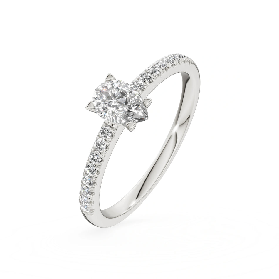 Gremari Seven Solis Verlobungsring aus Weißgold mit 0,30 ct Labordiamant – Pear