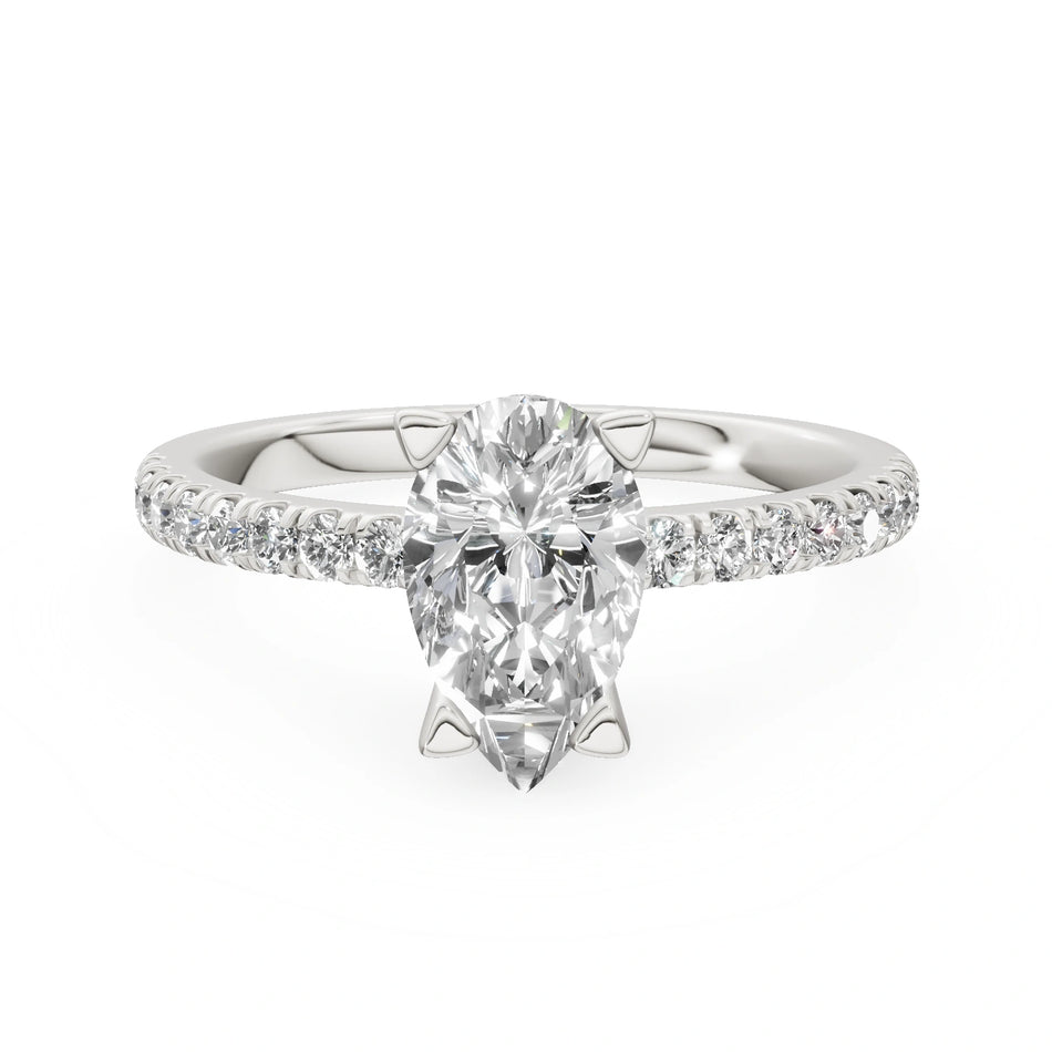Gremari Seven Solis Verlobungsring aus Weißgold mit 1,00 ct Labordiamant – Pear