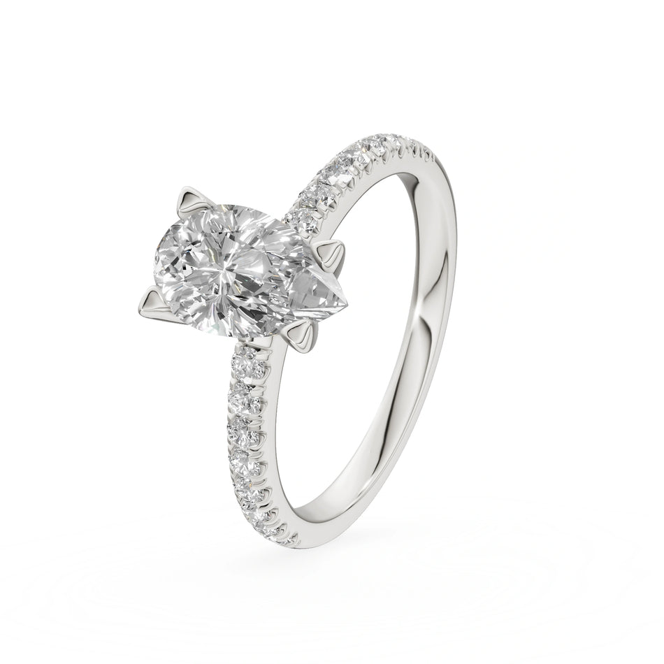 Gremari Seven Solis Verlobungsring aus Weißgold mit 1,00 ct Labordiamant – Pear