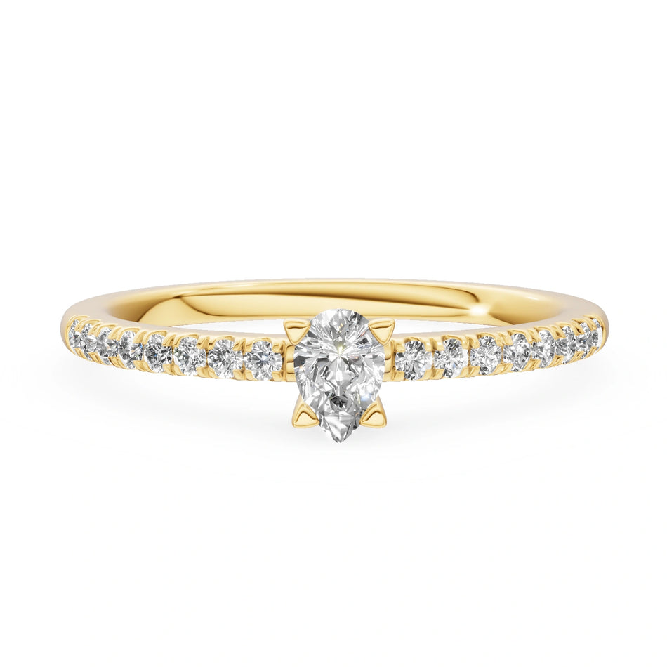 Gremari Seven Solis Verlobungsring aus Gelbgold mit 0,15 ct Labordiamant – Pear