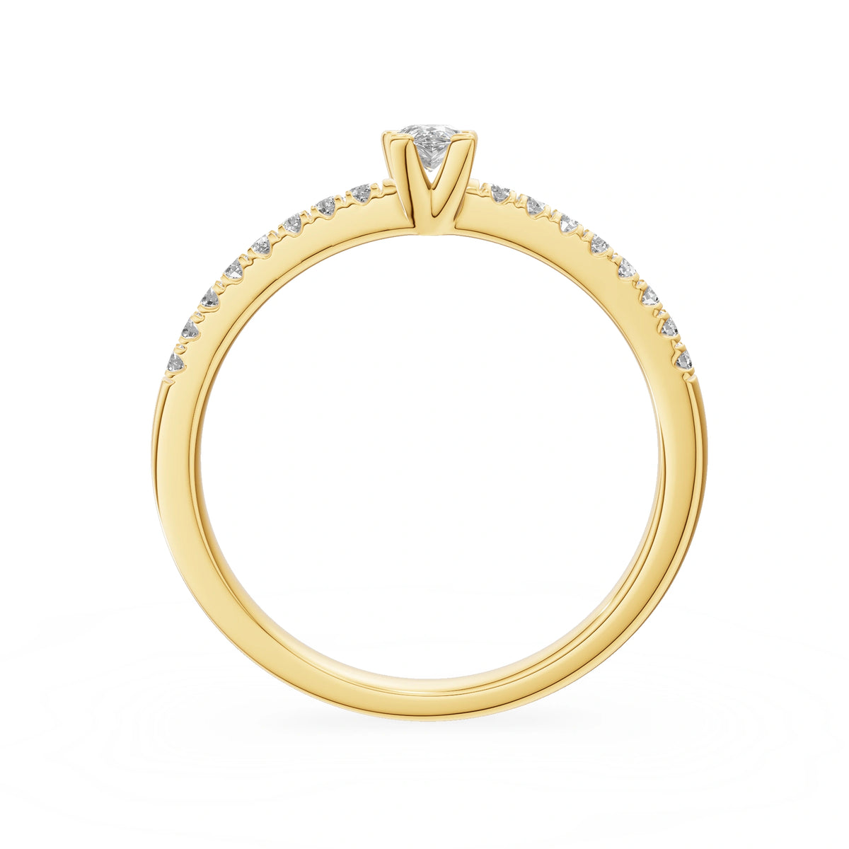 Gremari Seven Solis Verlobungsring aus Gelbgold mit 0,15 ct Labordiamant – Pear