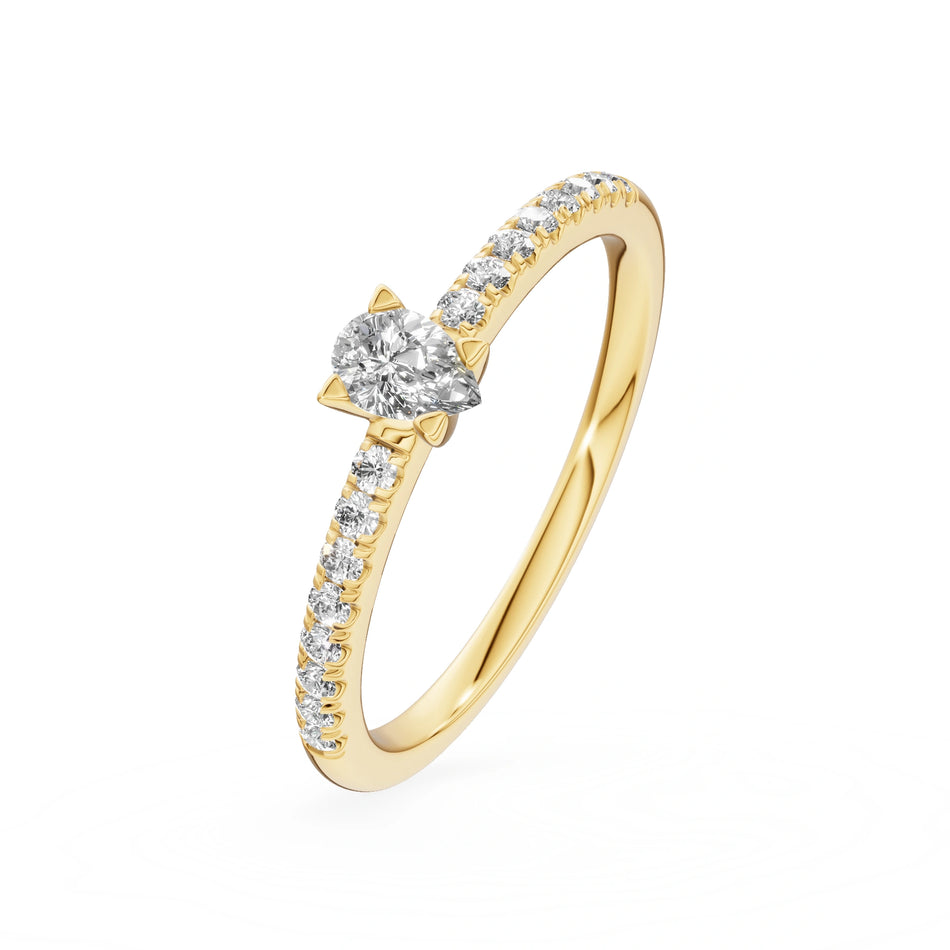 Gremari Seven Solis Verlobungsring aus Gelbgold mit 0,15 ct Labordiamant – Pear
