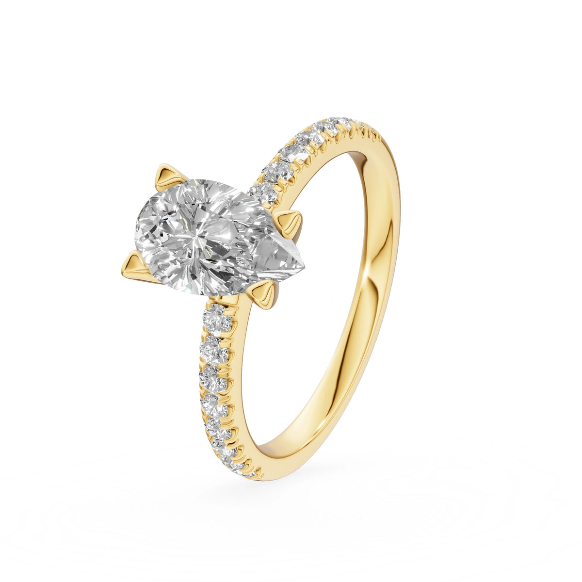 Gremari Seven Solis Verlobungsring aus Gelbgold mit 1,00 ct Labordiamant – Pear