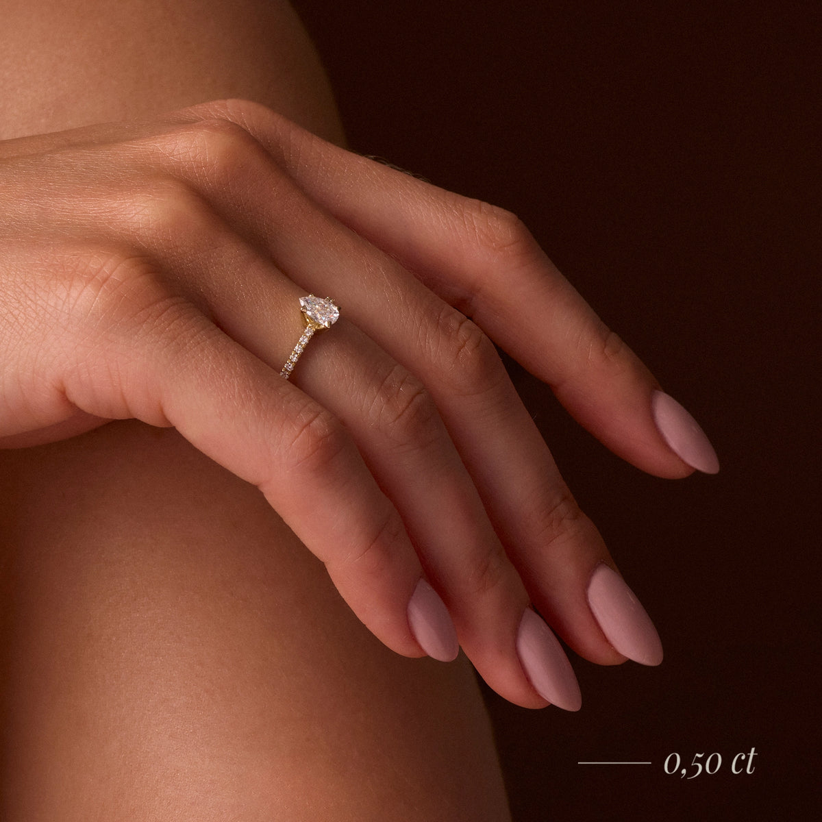 Gremari Seven Solis Verlobungsring aus Roségold mit 0,30 ct Labordiamant – Pear