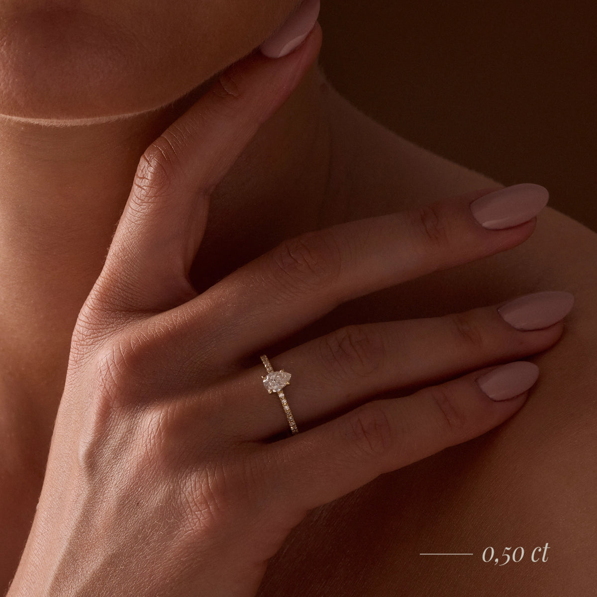 Gremari Seven Solis Verlobungsring aus Roségold mit 0,30 ct Labordiamant – Pear