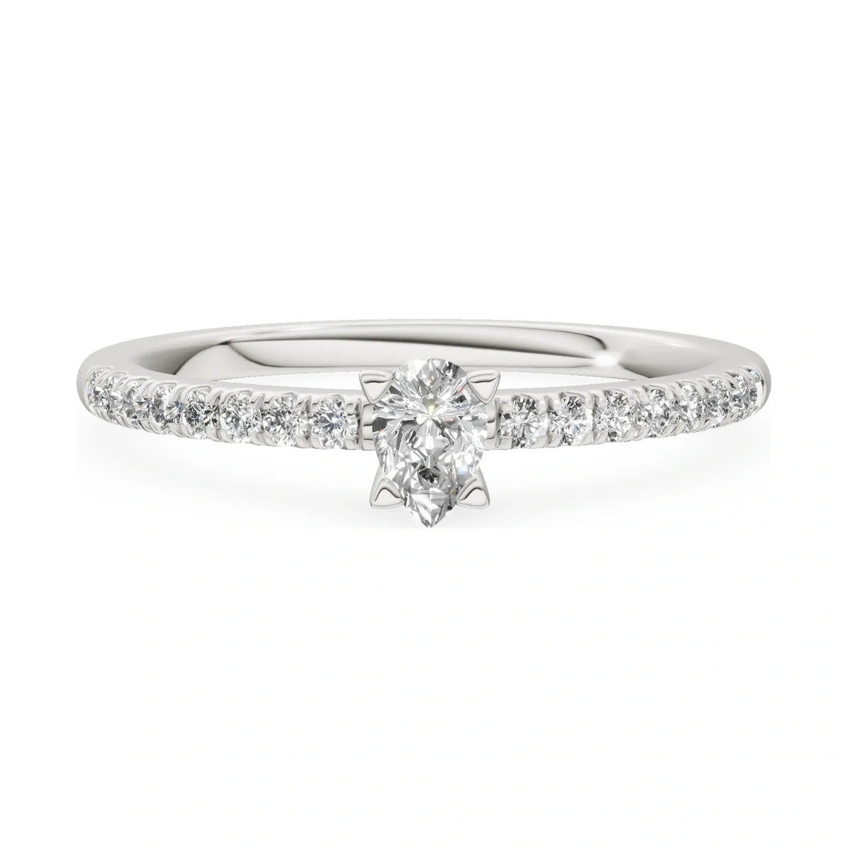GREMARI Seven Solis 14K white gold engagement ring with 0.15 ct pear-cut natural diamond