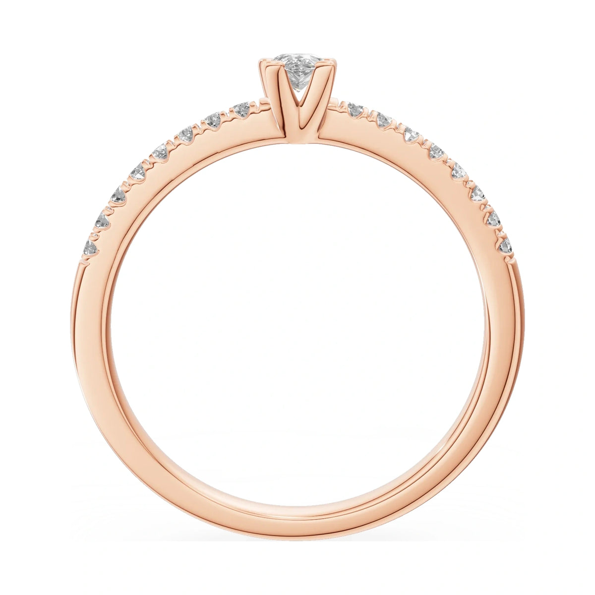 GREMARI Seven Solis pear-cut natural diamond engagement ring in 14K rose gold, 0.15 ct