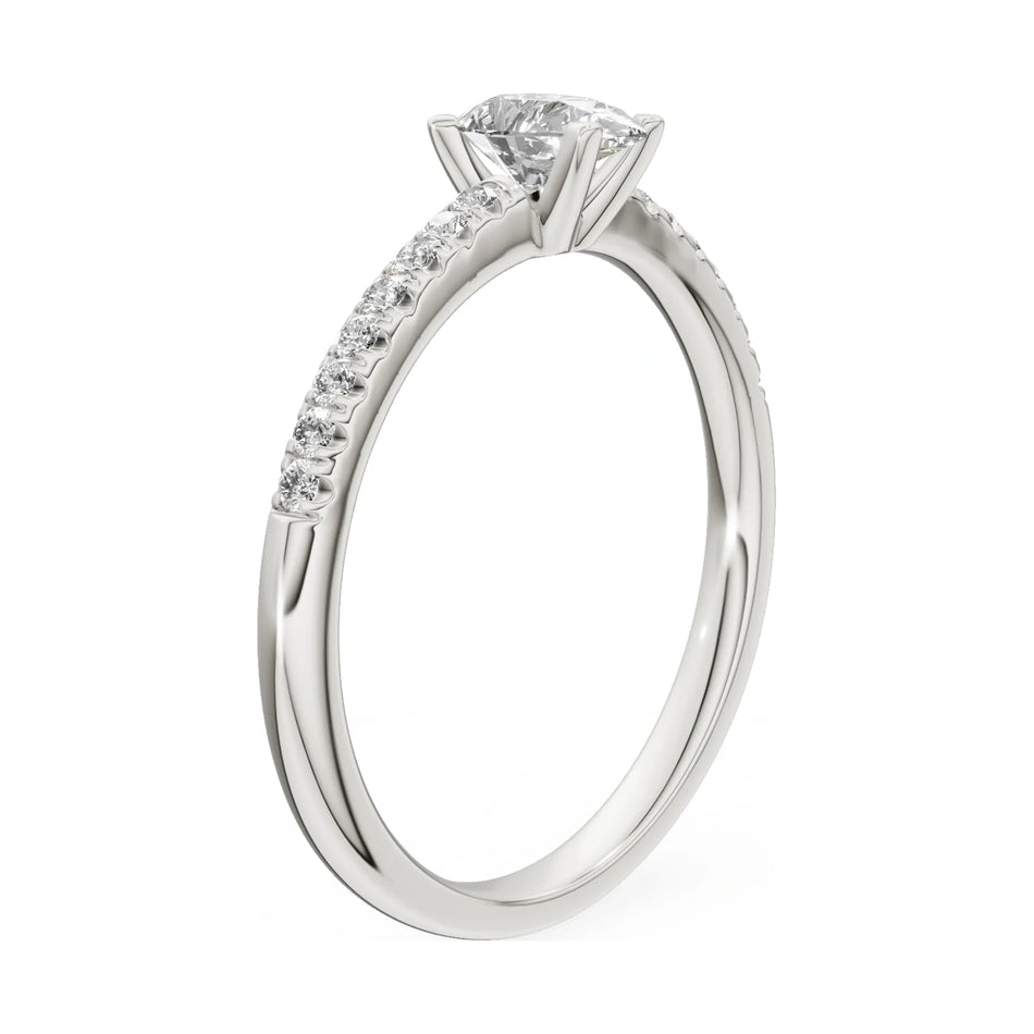 14K white gold GREMARI Seven Solis ring with 0.30 ct pear-cut natural diamond