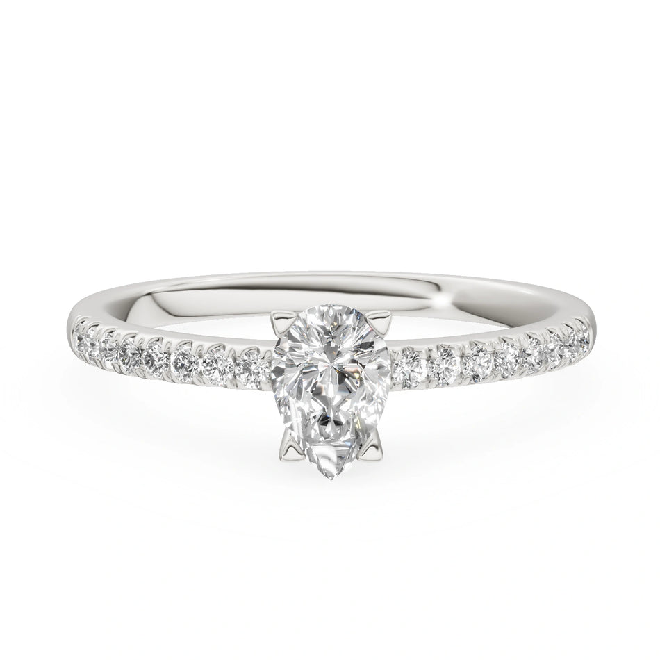 Gremari Seven Solis Verlobungsring aus Weißgold mit 0,30 ct Naturdiamant – Pear