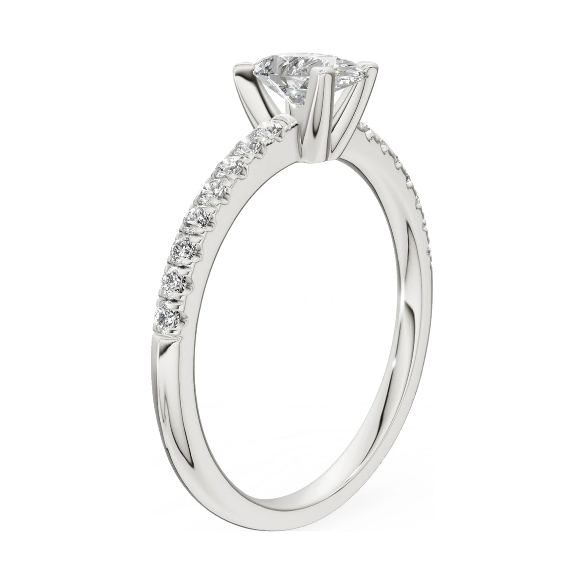 14K white gold GREMARI Seven Solis ring with 0.50 ct pear-cut natural diamond