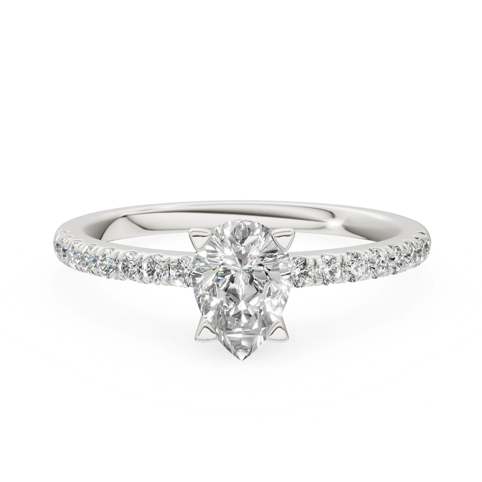 Gremari Seven Solis Verlobungsring aus Weißgold mit 0,50 ct Naturdiamant – Pear