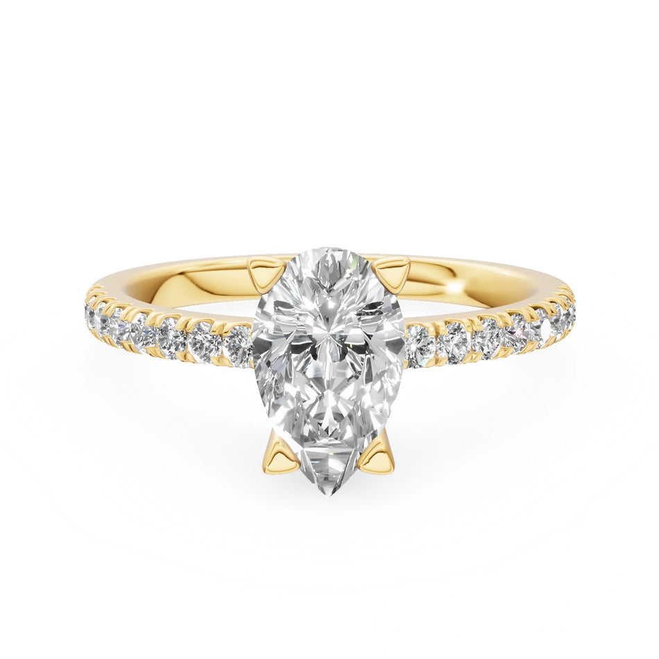 Gremari Seven Solis Verlobungsring aus Gelbgold mit 1,00 ct Naturdiamant – Pear