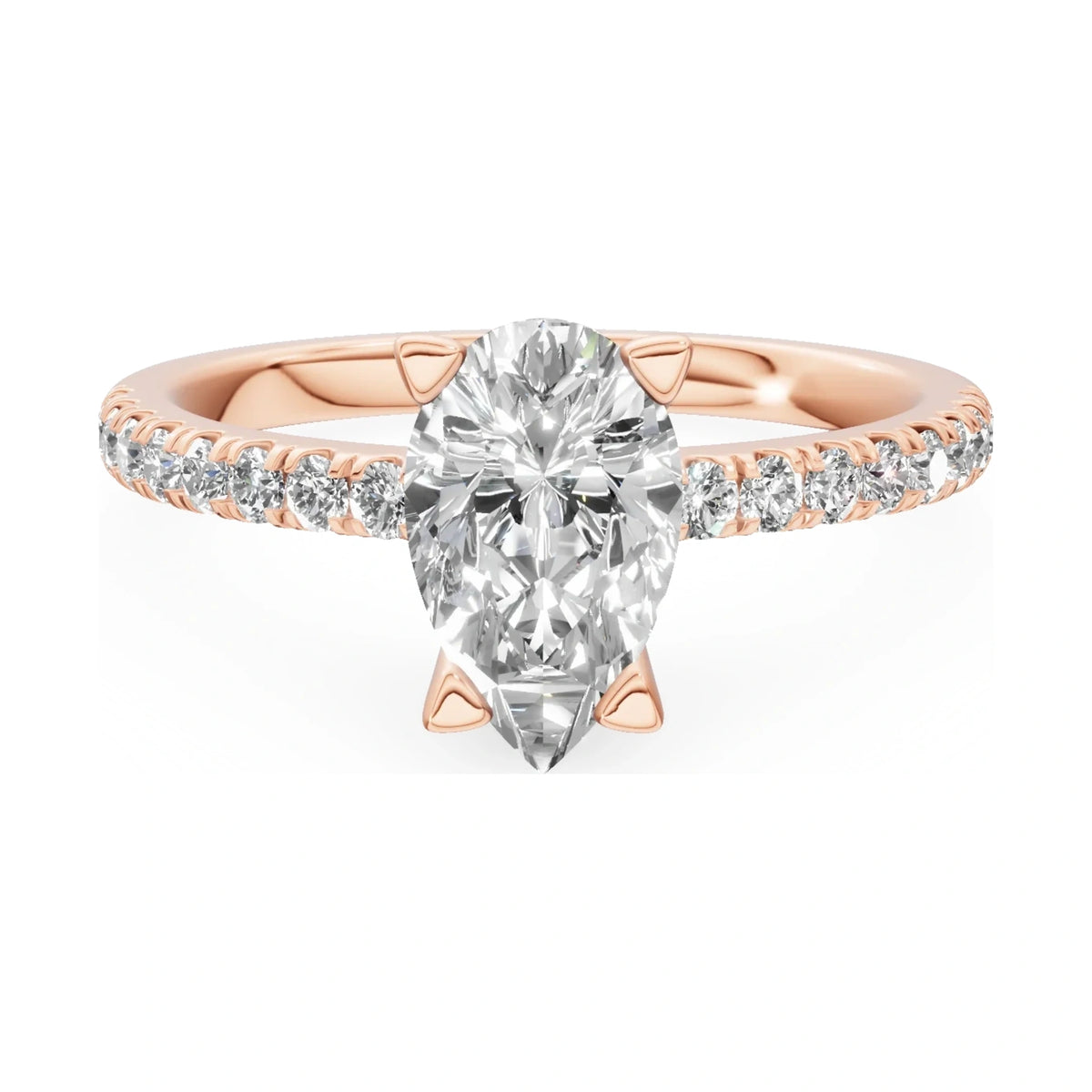 GREMARI Seven Solis 14K rose gold engagement ring with 1.00 ct pear-cut natural diamond