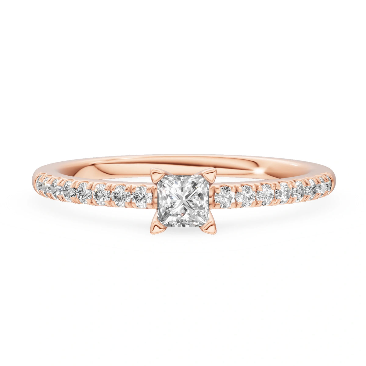 Gremari Seven Solis Verlobungsring aus Roségold mit 0,15 ct Labordiamant – Princess