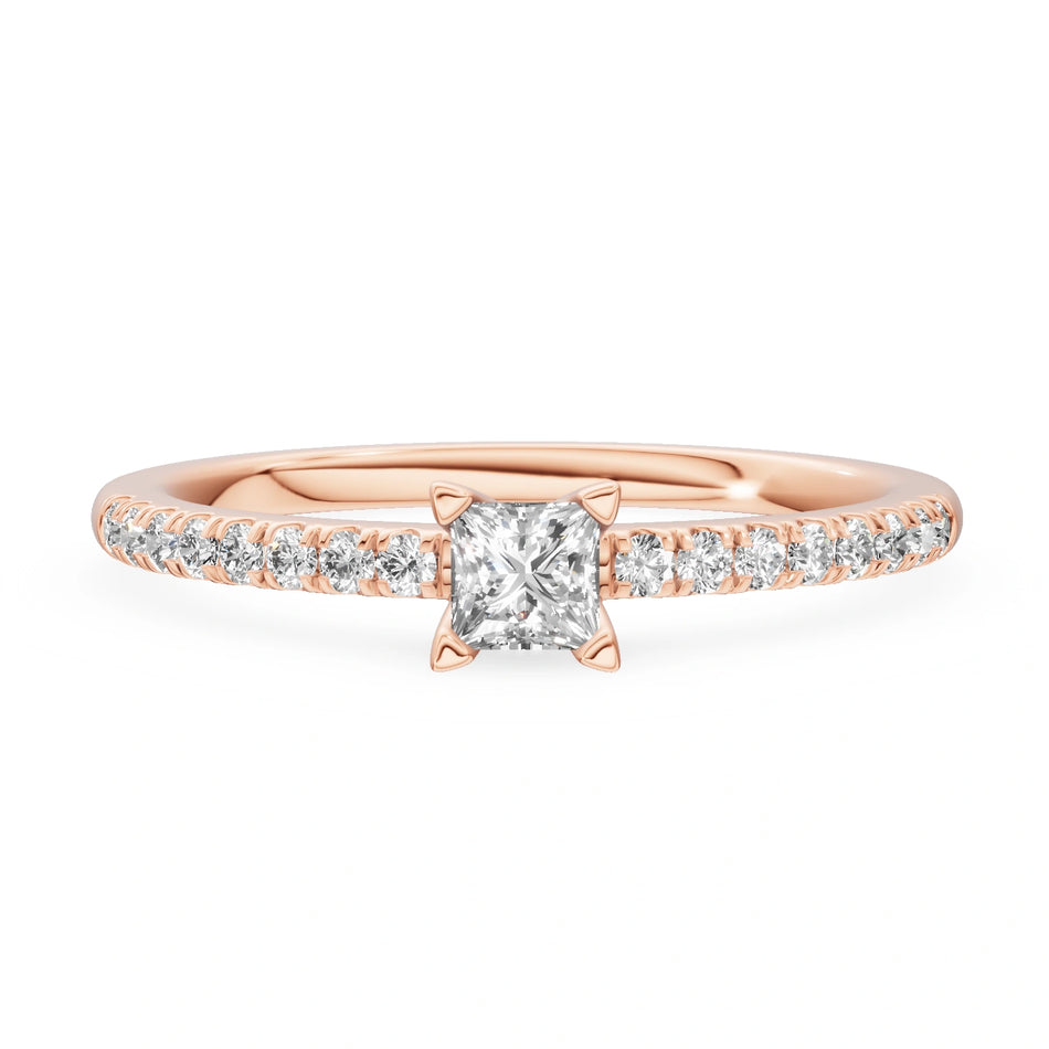 Gremari Seven Solis Verlobungsring aus Roségold mit 0,15 ct Labordiamant – Princess