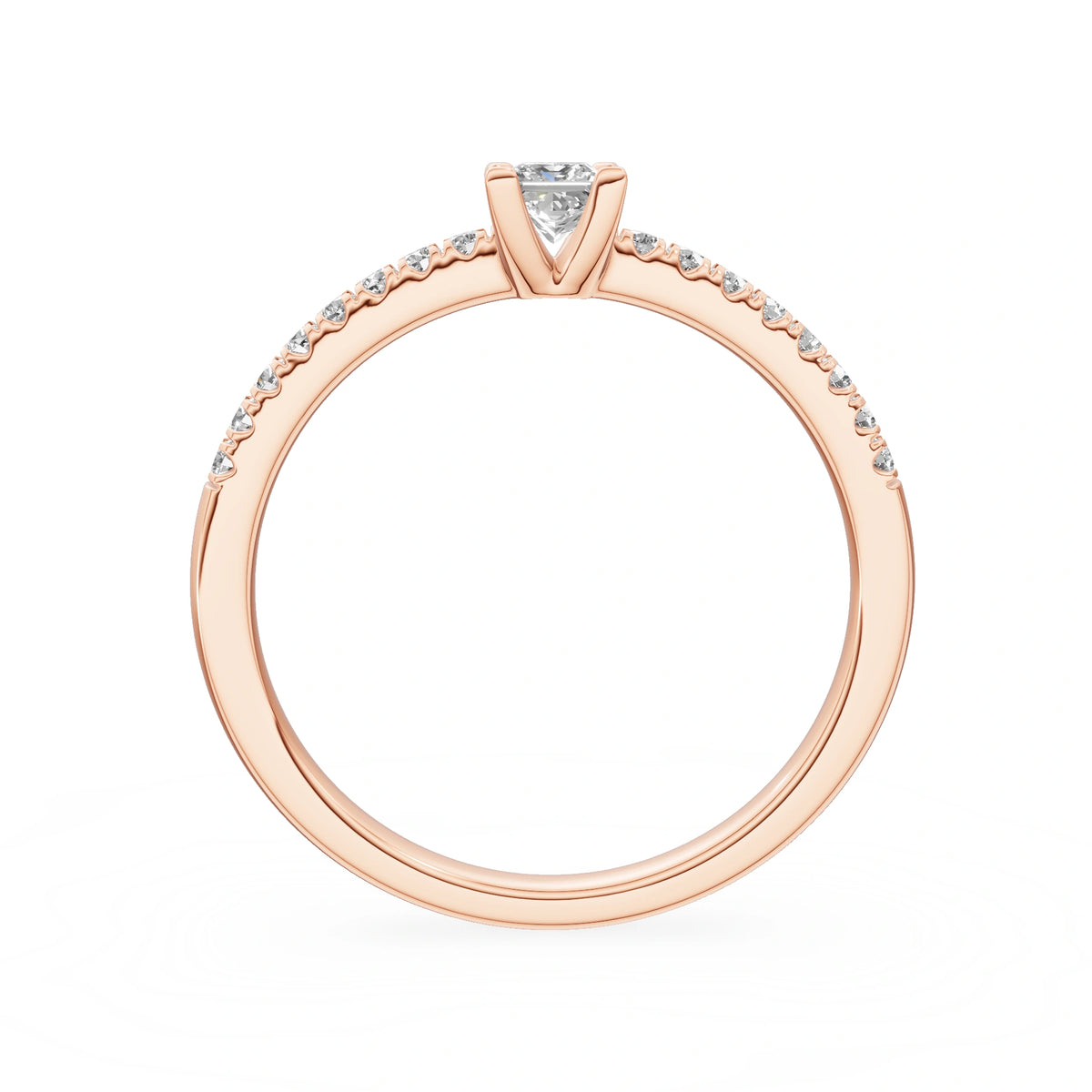Gremari Seven Solis Verlobungsring aus Roségold mit 0,15 ct Labordiamant – Princess