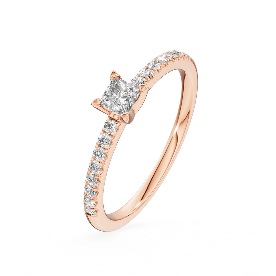 Gremari Seven Solis Verlobungsring aus Roségold mit 0,15 ct Labordiamant – Princess