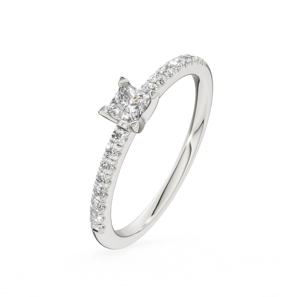 Gremari Seven Solis Verlobungsring aus Weißgold mit 0,15 ct Labordiamant – Princess