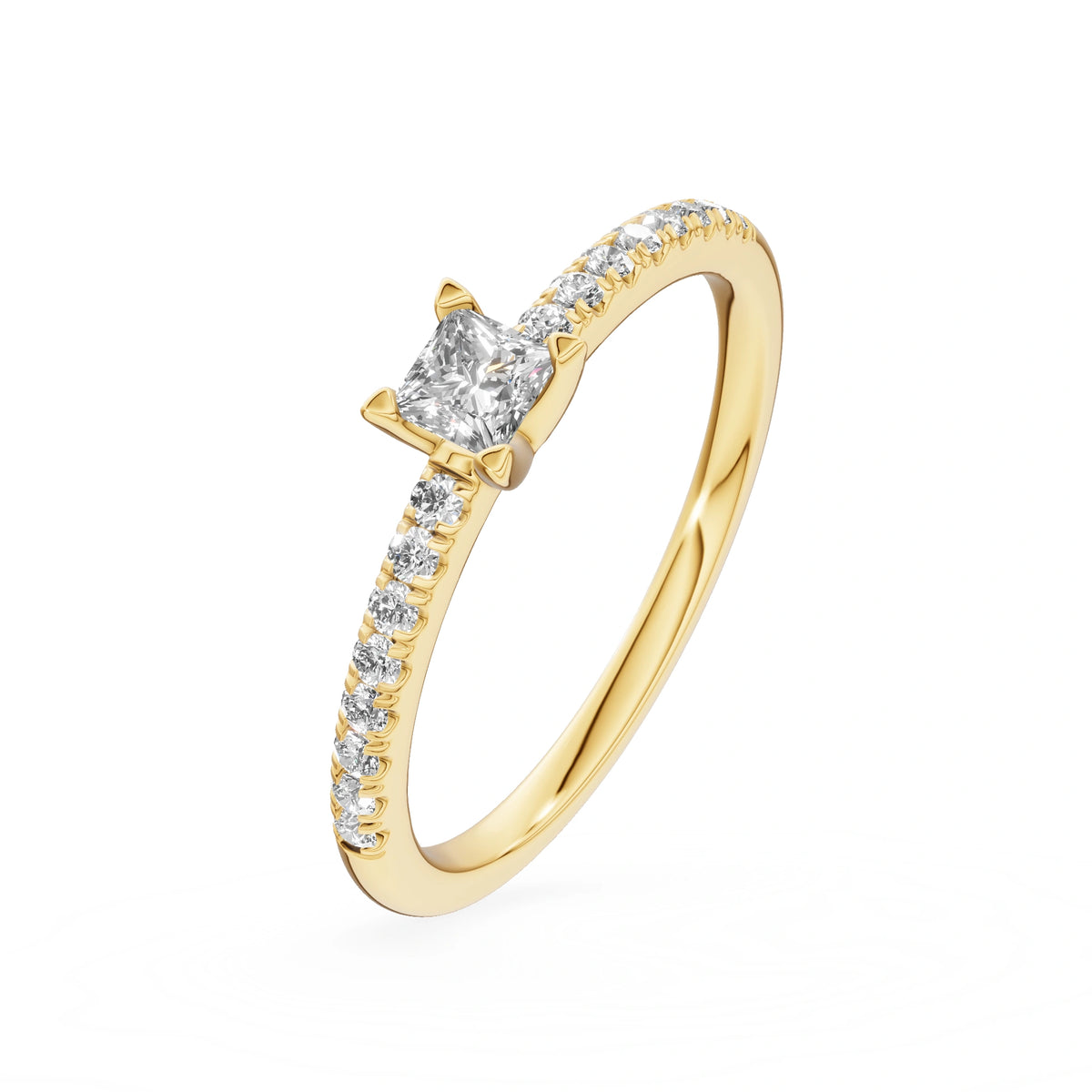 Gremari Seven Solis Verlobungsring aus Gelbgold mit 0,15 ct Labordiamant – Princess