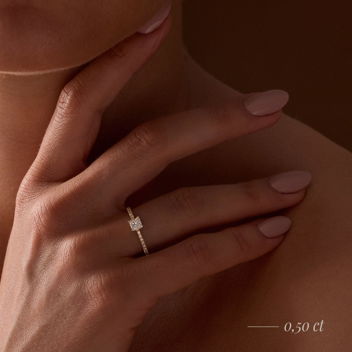 Gremari Seven Solis Verlobungsring aus Roségold mit 0,15 ct Labordiamant – Princess