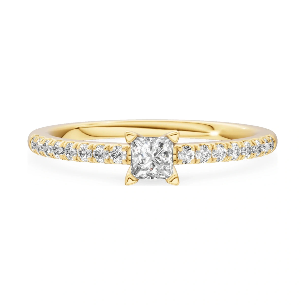 GREMARI Seven Solis 14K yellow gold engagement ring with 0.15 ct princess-cut lab-grown diamond