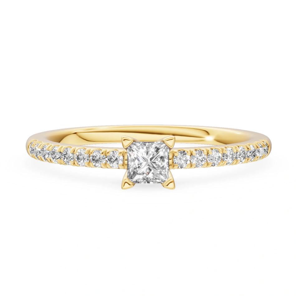 Gremari Seven Solis Verlobungsring aus Gelbgold mit 0,15 ct Naturdiamant – Princess